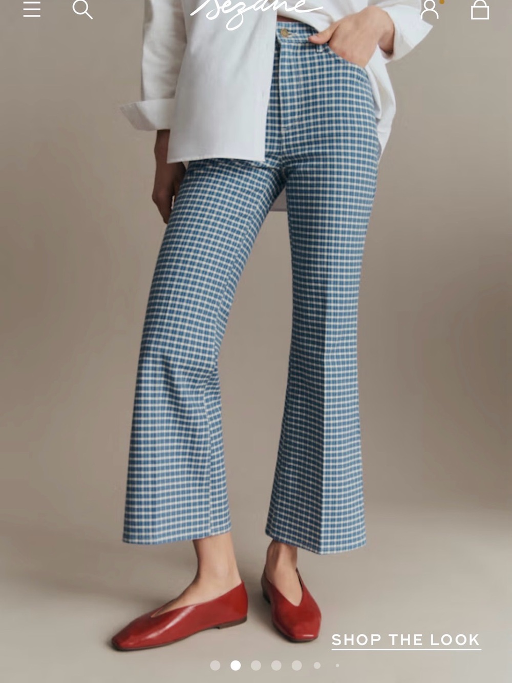 Sezane Blue Checked Flared Pants (Like new)